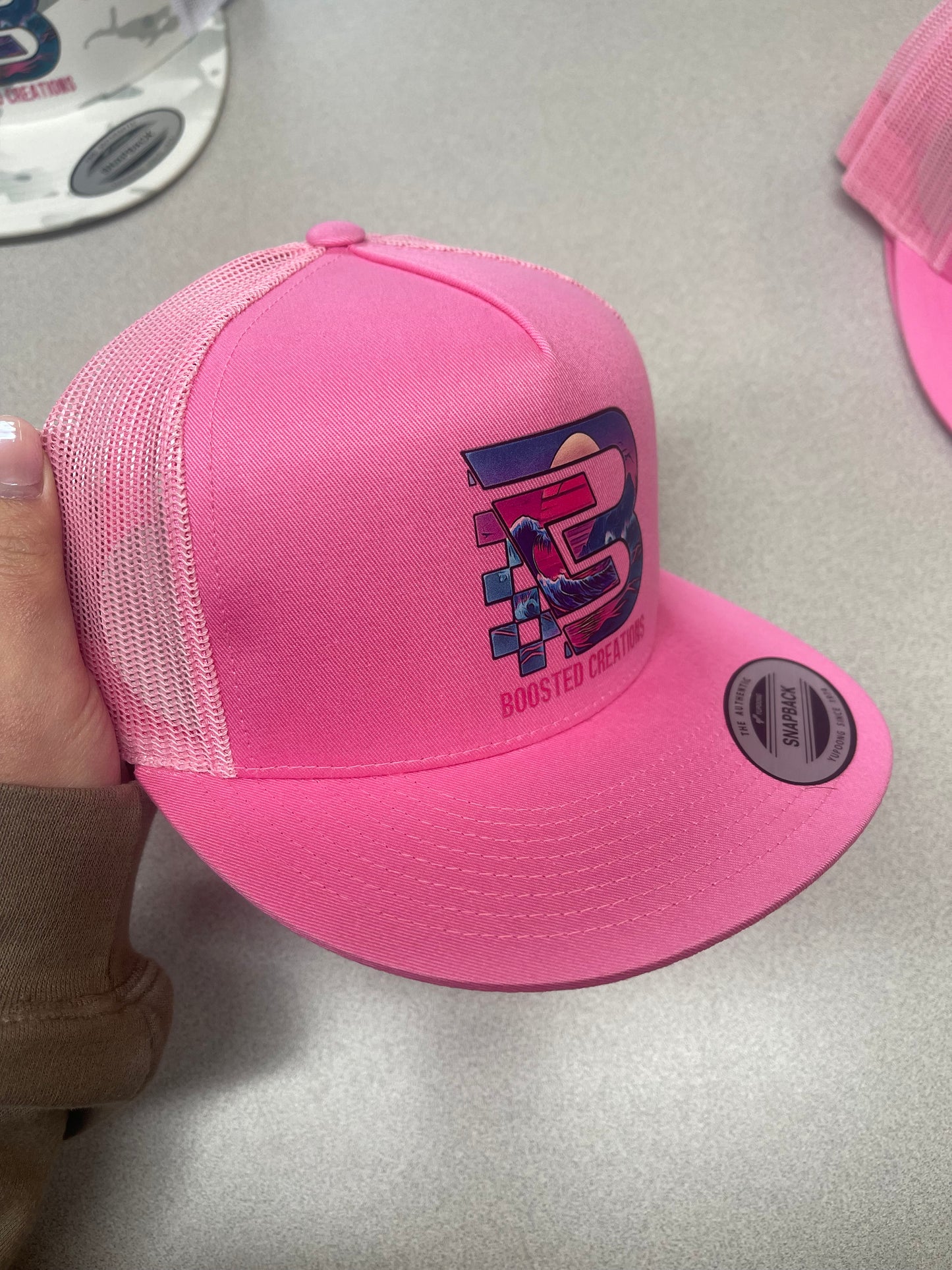 Beach Vibe’s Yupoong pink 5 panel